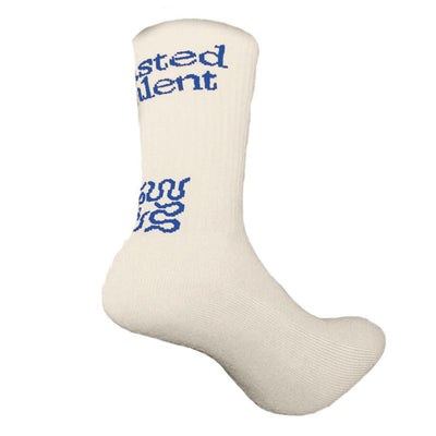 Wasted Talent Sol Socks - Ecru / Electric Blue